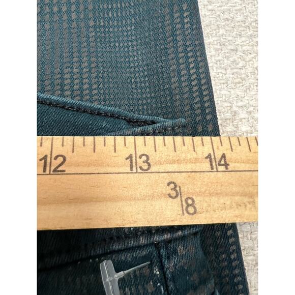 HUDSON Jean Coated Geometric Print Dark Green Nico Super Skinny Denim Midrise 26 - Picture 5 of 16
